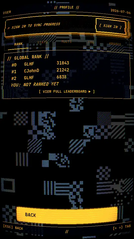 Profile — global rank tab with leaderboard standings